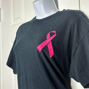 Gildan Size Large Bulldogs Fight Cancer Graphic T Shirt Black Pink